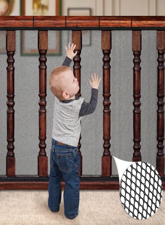 Dovesail Banister Guard 15 ft L x 3 ft H, Deck Safety Net for Baby Proofing, Balcony Mesh Netting, Stairway Deck Rail Mesh Netting for Child Safety, Pet Safety & Toy Safety – Black - Image 1